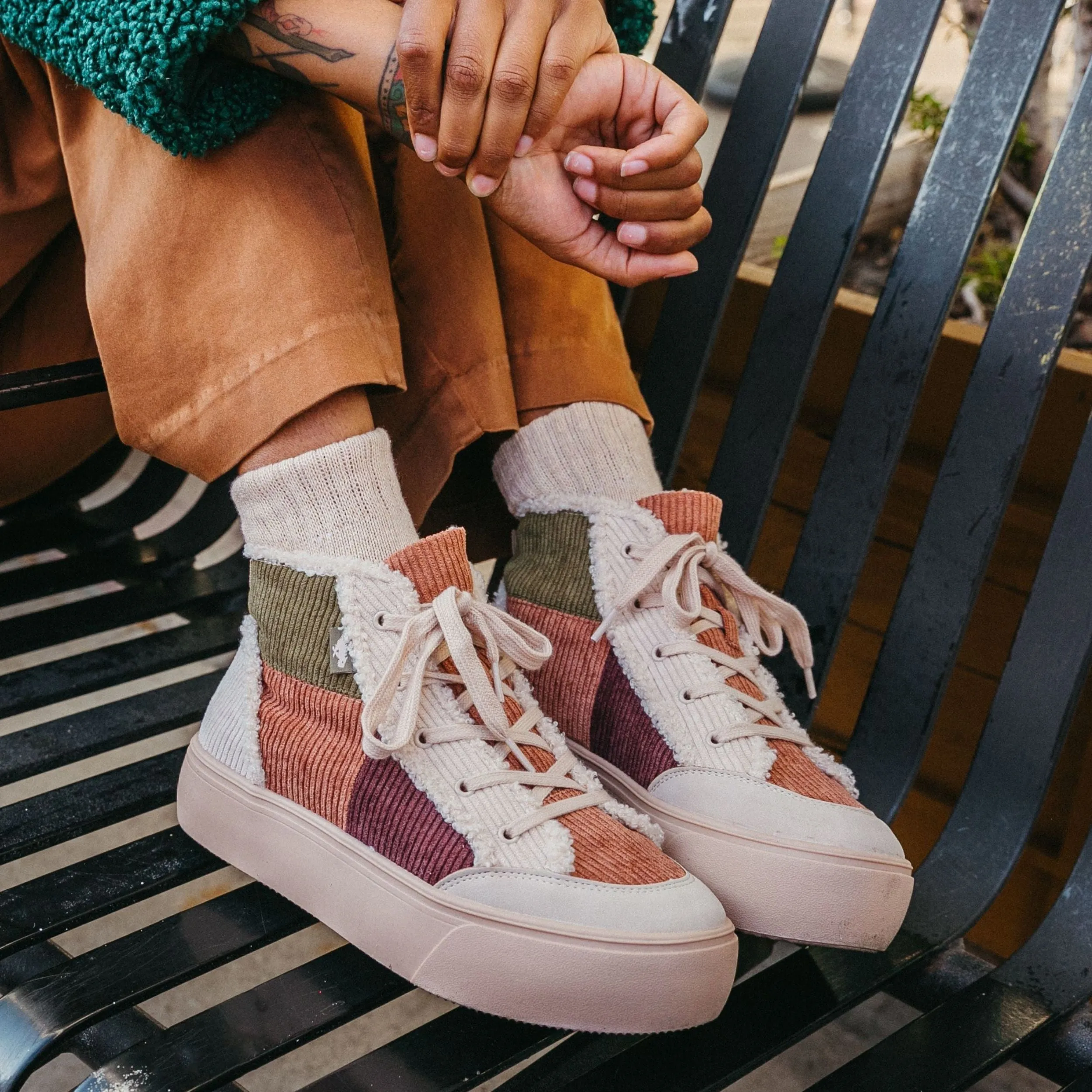 Flair Natural Patchwork Platform Sneaker