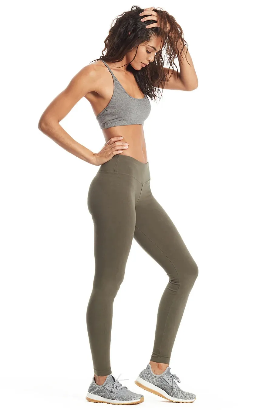 Flat Waist Ankle Legging (Style W-452, Olive) by Hard Tail Forever