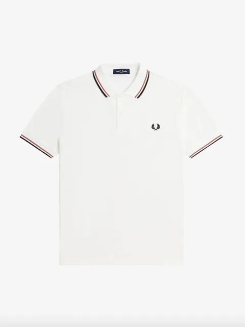 Fred Perry Twin Tipped Shirt/Snow White/Rust/Black - New SS23