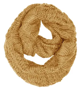 Gold 87 Cable Knit Chunky Winter Warm Infinity Loop Scarf