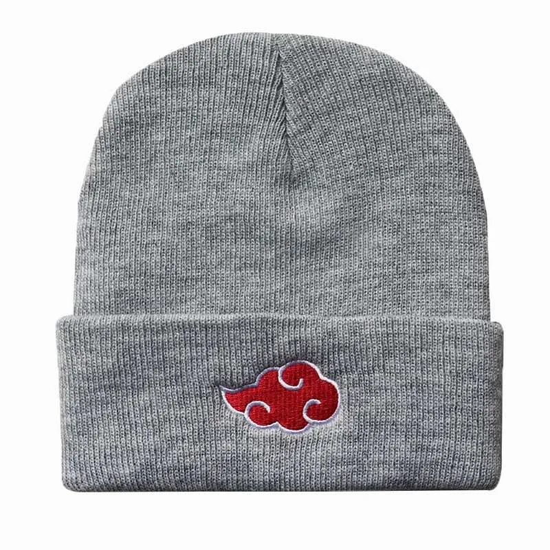 Hat Anime Akatsuki Naruto Red Cloud Embroidery Beanie