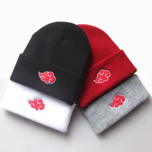 Hat Anime Akatsuki Naruto Red Cloud Embroidery Beanie