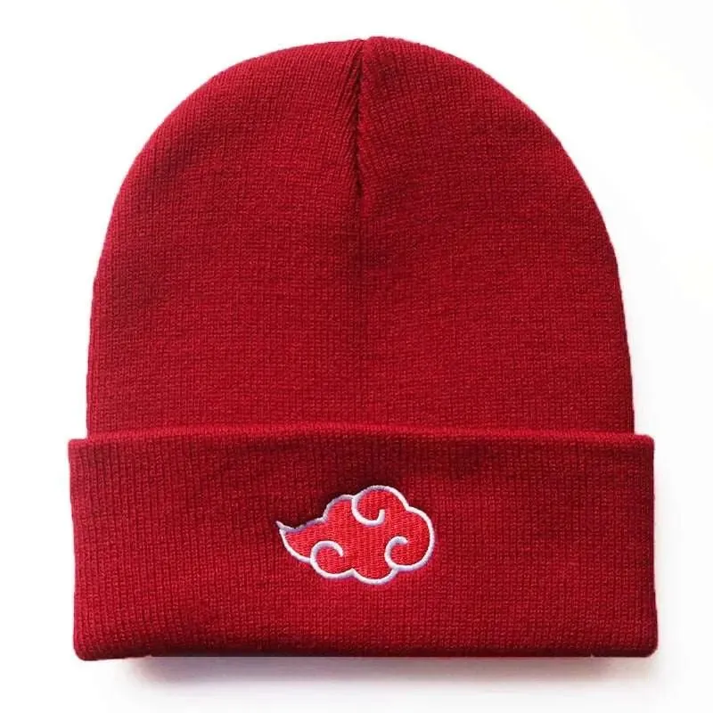 Hat Anime Akatsuki Naruto Red Cloud Embroidery Beanie