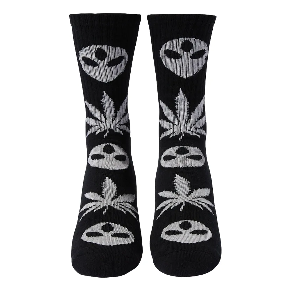 HUF HUF X ALIENLABS CREW SOCK-BLACK