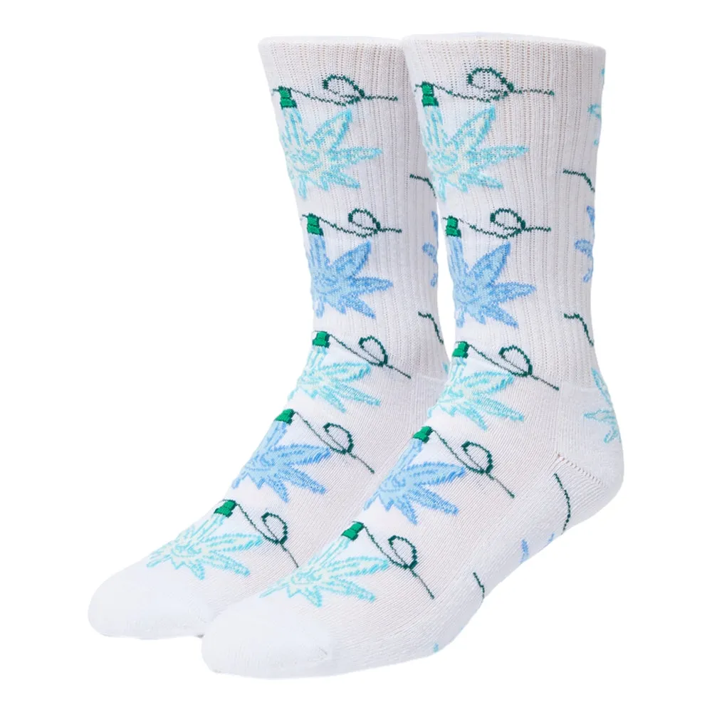 HUF LIGHTS GREEN BUDDY SOCK-WHITE