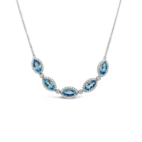 Irisa by Martin Binder Marquise Aquamarine & Diamond Station Necklace