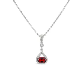 Irisa by Martin Binder Oval Garnet & Diamond Dangle Necklace