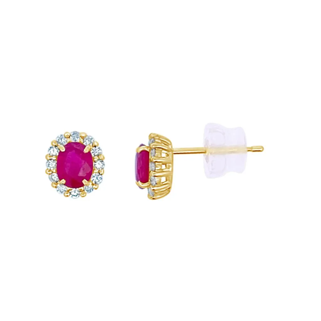 Irisa by Martin Binder Oval Ruby & Diamond Stud Earrings