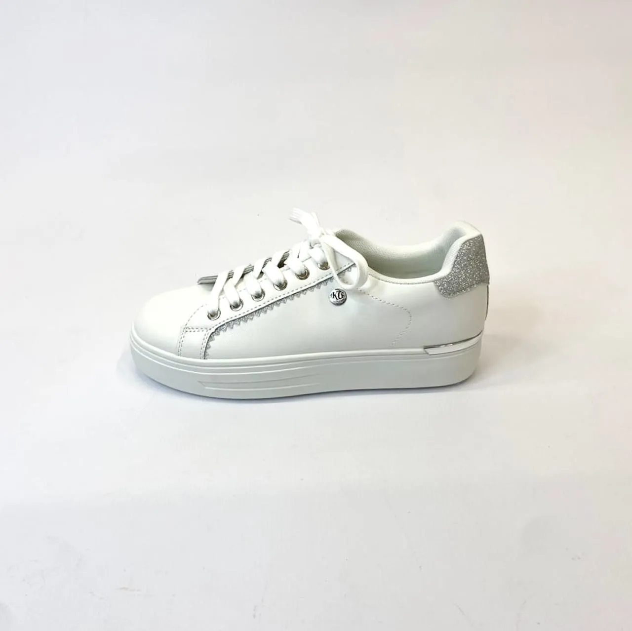 KG white/silver platform sneaker