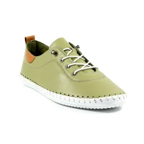 Ladies Soft Khaki Green Leather Shoes St Ives Plimsoles Lunar Shoes SALE