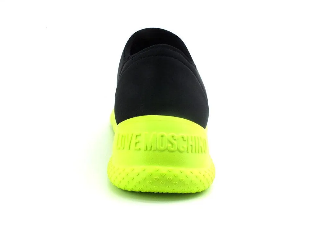 LOVE MOSCHINO Sneaker Sock Calzino Fluo Nero Giallo JA15564G0EIM200A