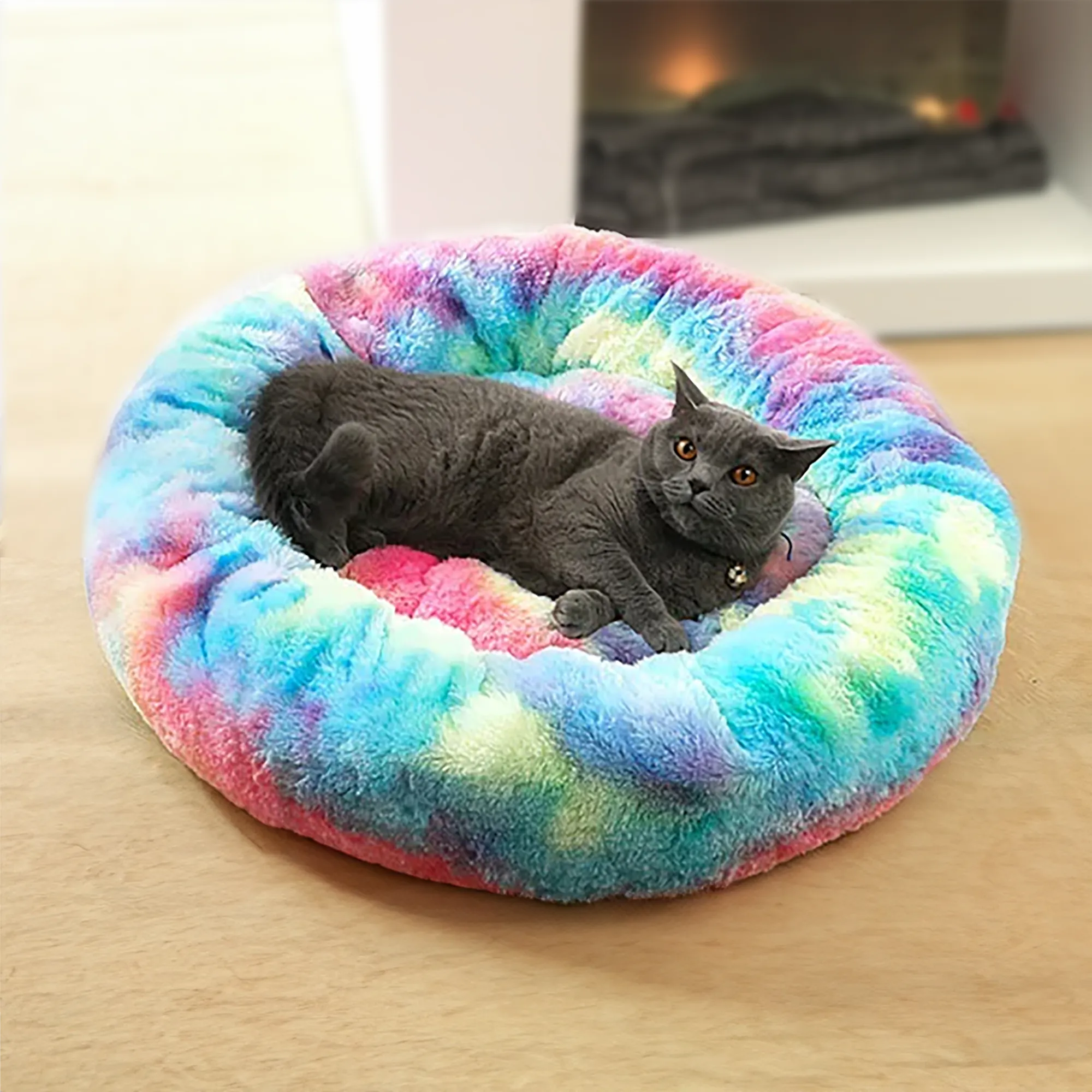 Luxury Doughnut-Style Warm Round Pet Bed for Dogs & Cats