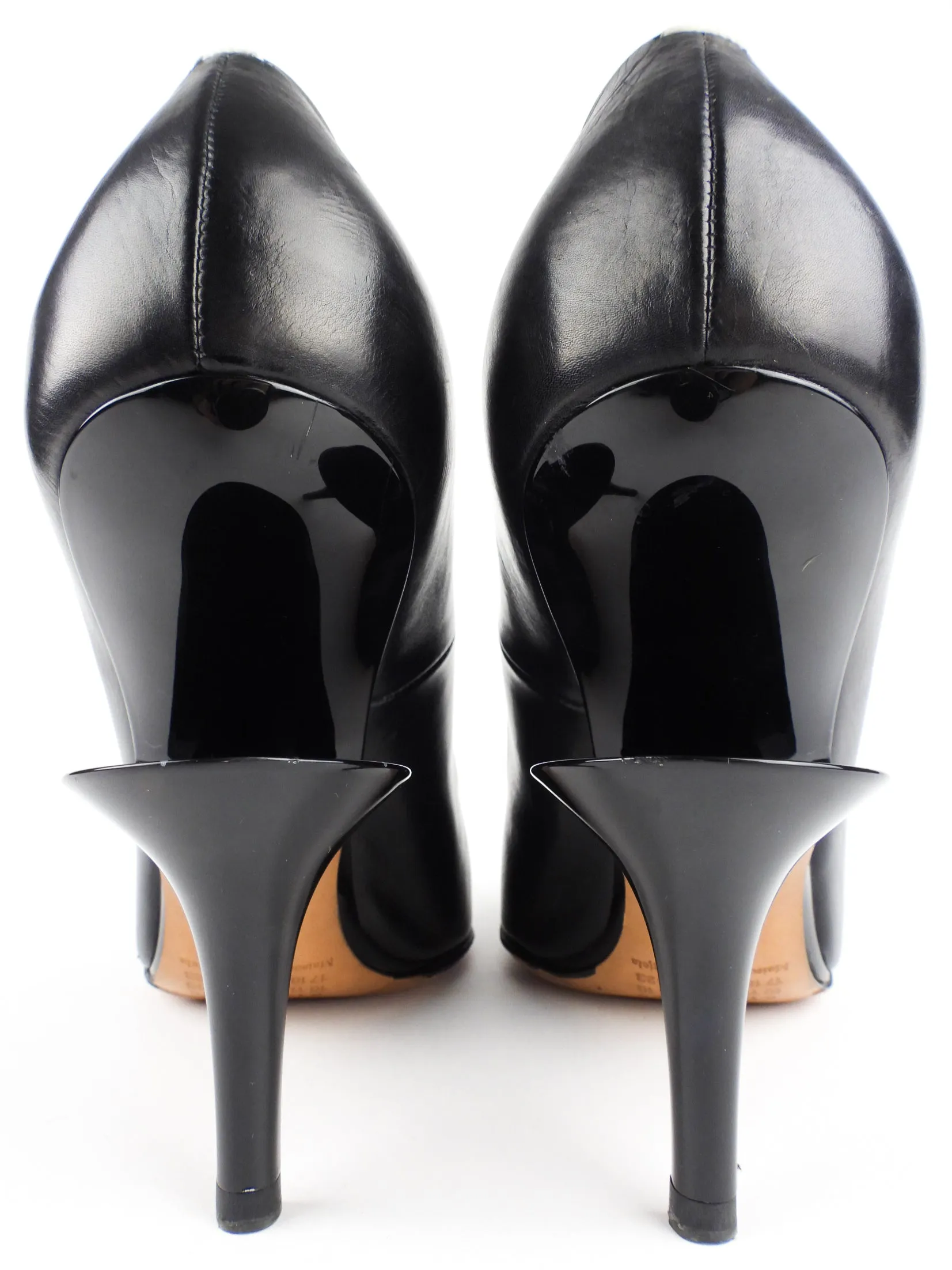 Maison Martin Margiela Black Leather Split Heel Square Toe Pumps - 41