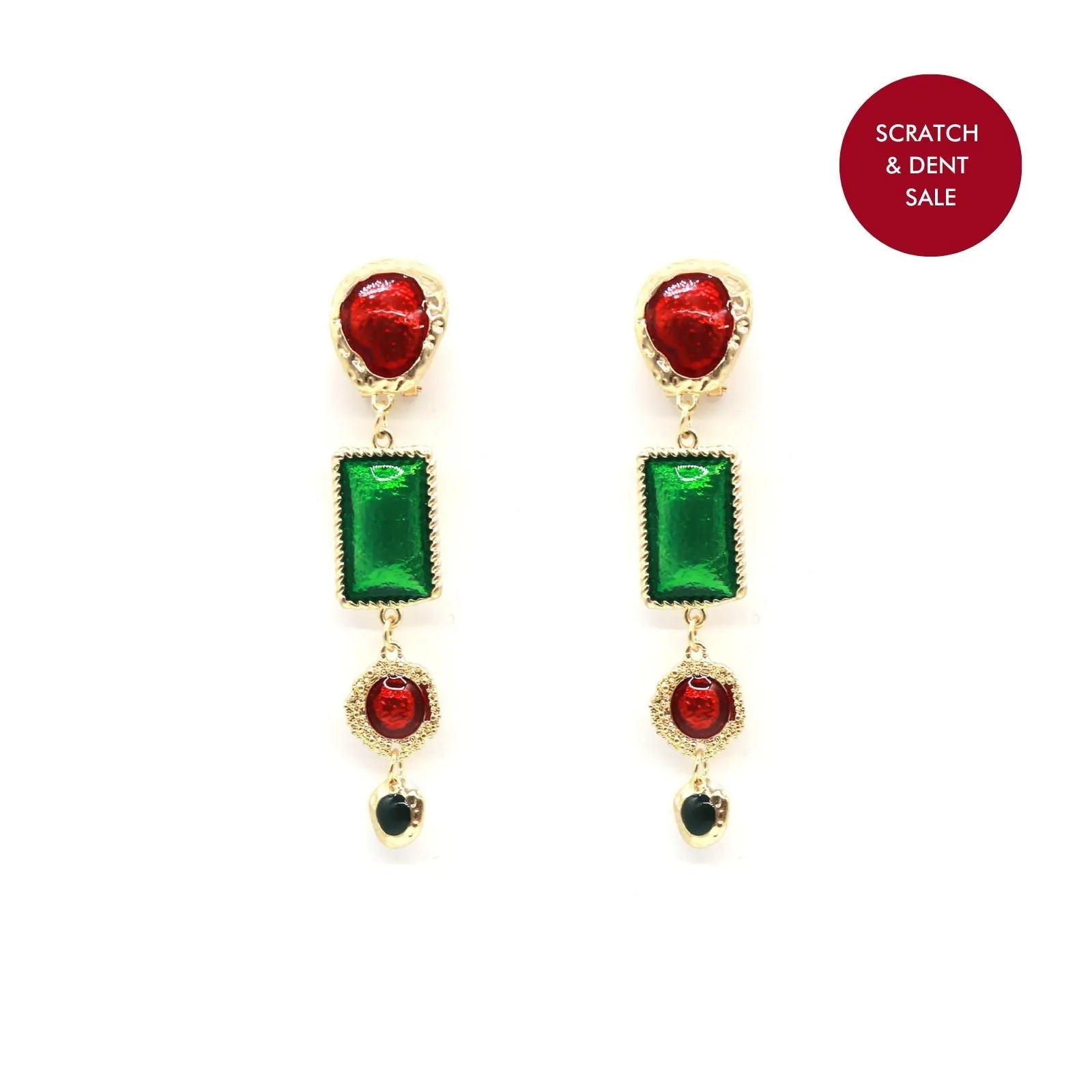 Martin Red & Green Drop Earring - Sample