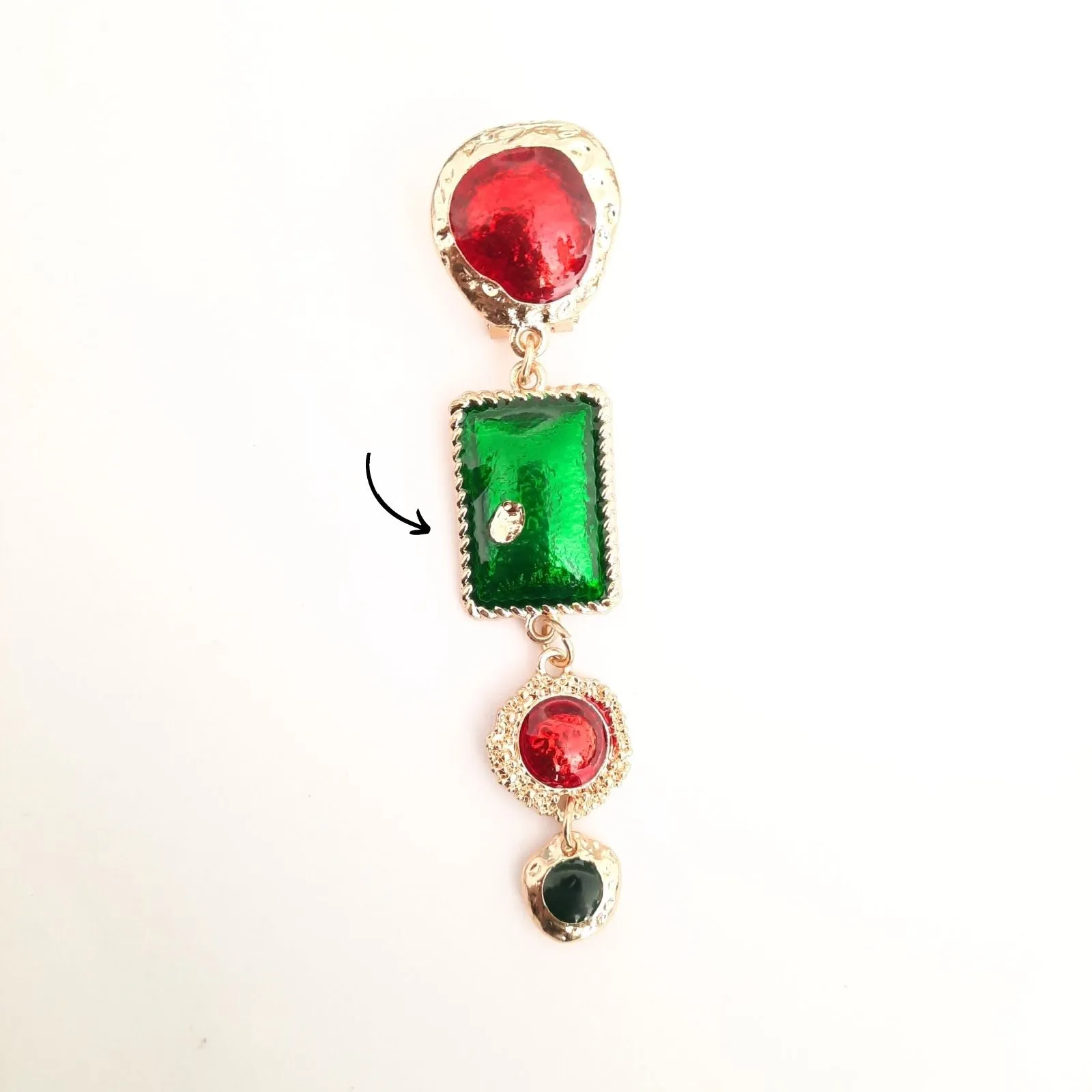 Martin Red & Green Drop Earring - Sample