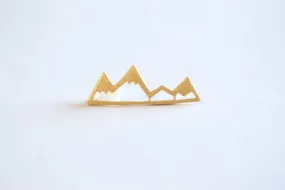 Matte Vermeil Gold Mountain Range Charm- 22k gold plated Sterling Silver Mountain Peak Connector Charm, Hiking Charm, Snow Mountain, 318