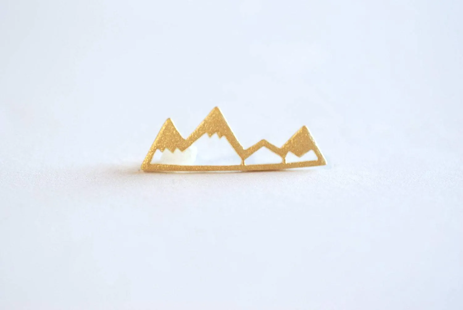 Matte Vermeil Gold Mountain Range Charm- 22k gold plated Sterling Silver Mountain Peak Connector Charm, Hiking Charm, Snow Mountain, 318