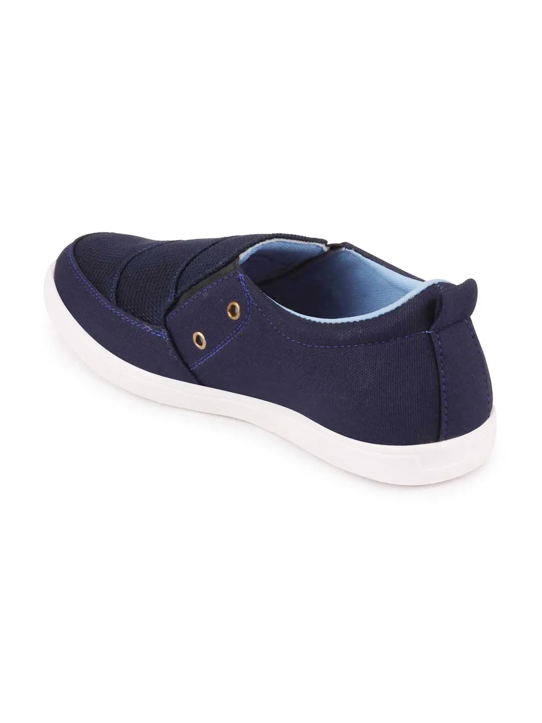 Men Blue Casual Canvas Slip-On Loafers