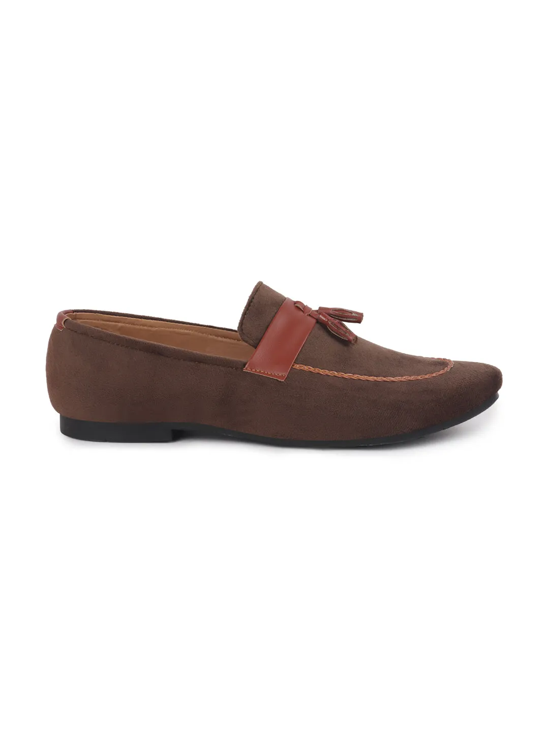 Men Brown Casual Velvet Slip-On Loafers