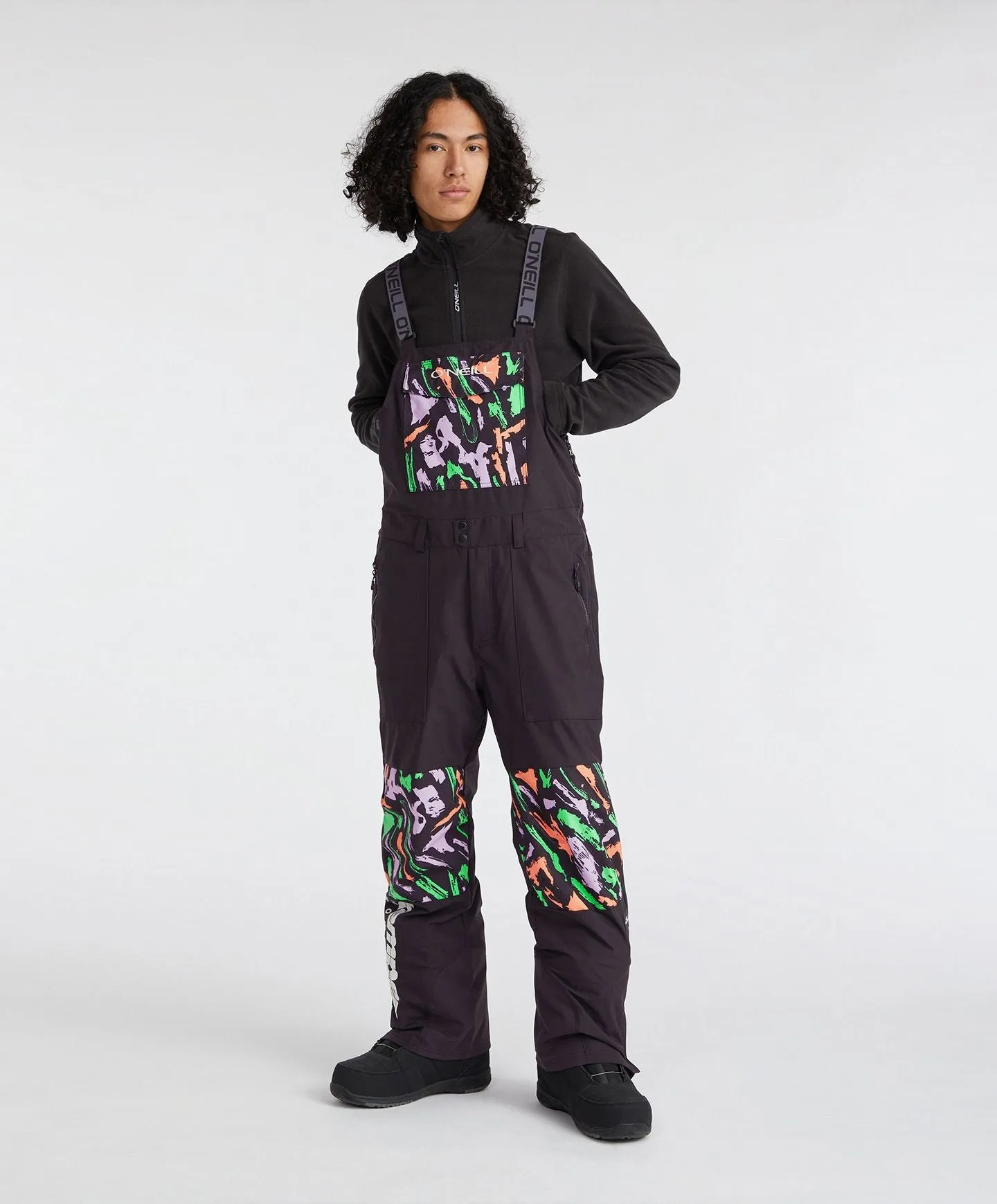 Men's Shred Bib Snow Pants - Black Kemper Print