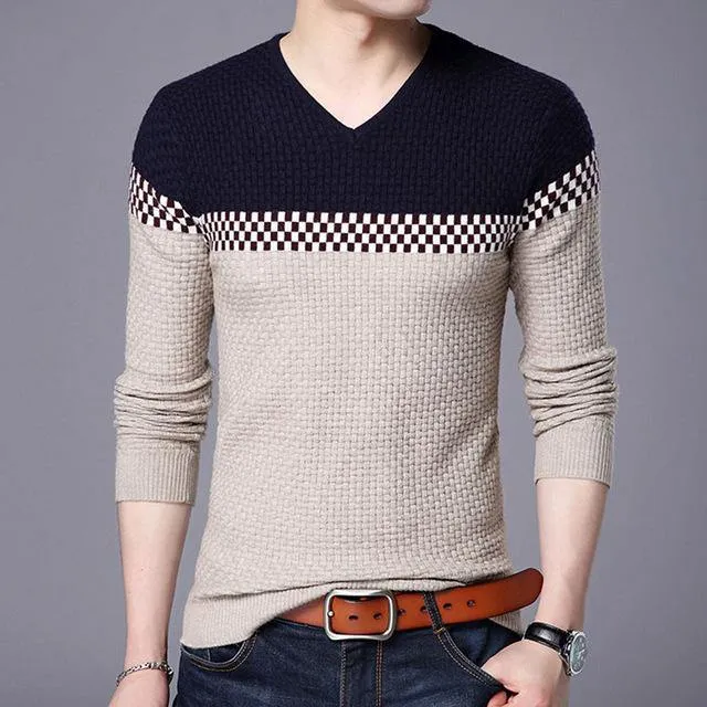 Mwxsd 2018 Winter New Arrivals Thick Warm Sweaters V-Neck  Wool Sweater Men Brand-Clothing Knitted Cashmere Pullover Men 66203