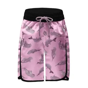 Vibrant Pink Dugong-Inspired Board Shorts for Men and Women - Stylish Beachwear for Summer Adventures