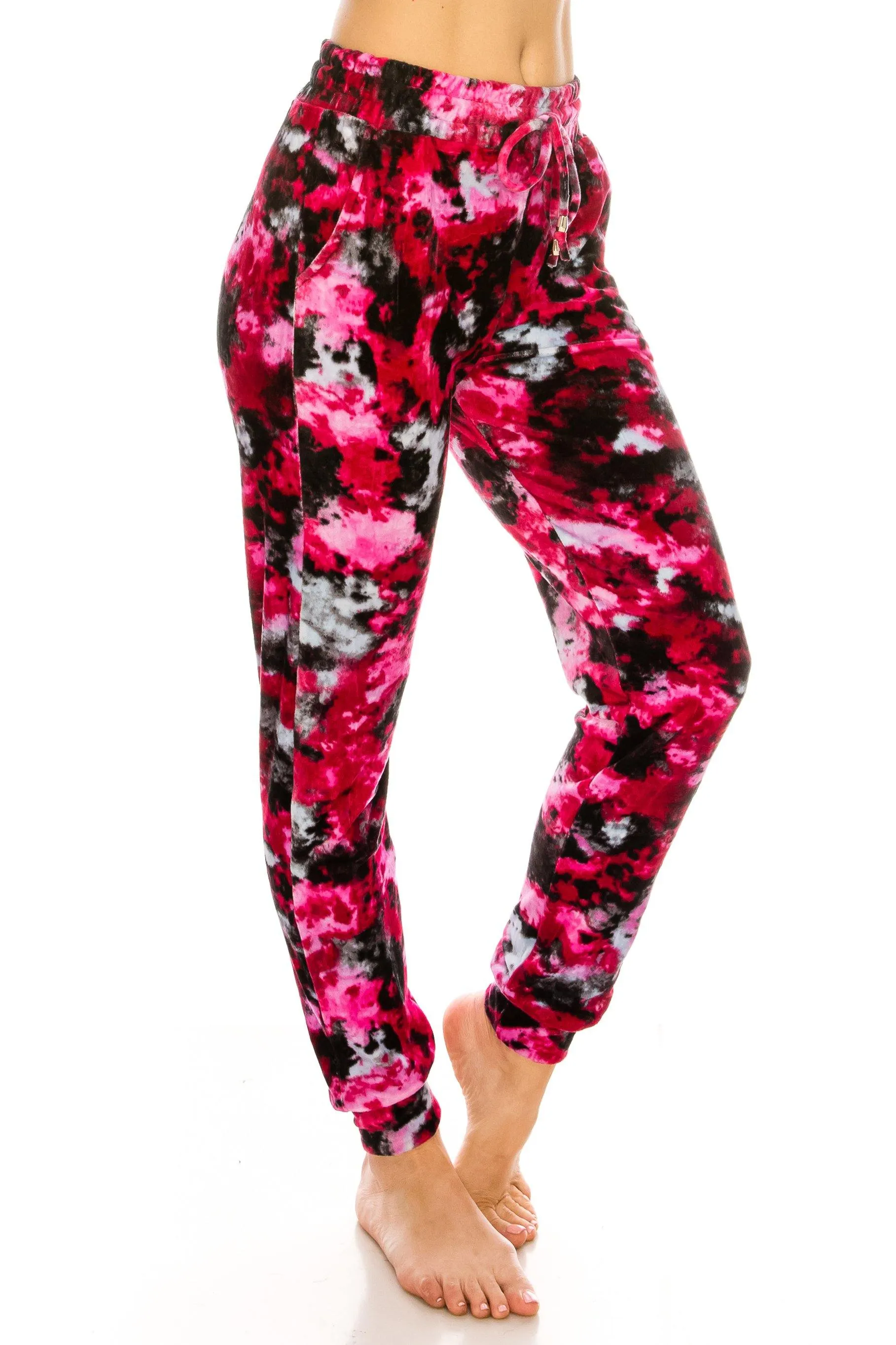 Print Design Velvet Jogger Pants - Warm Winter Sweatpant Joggers