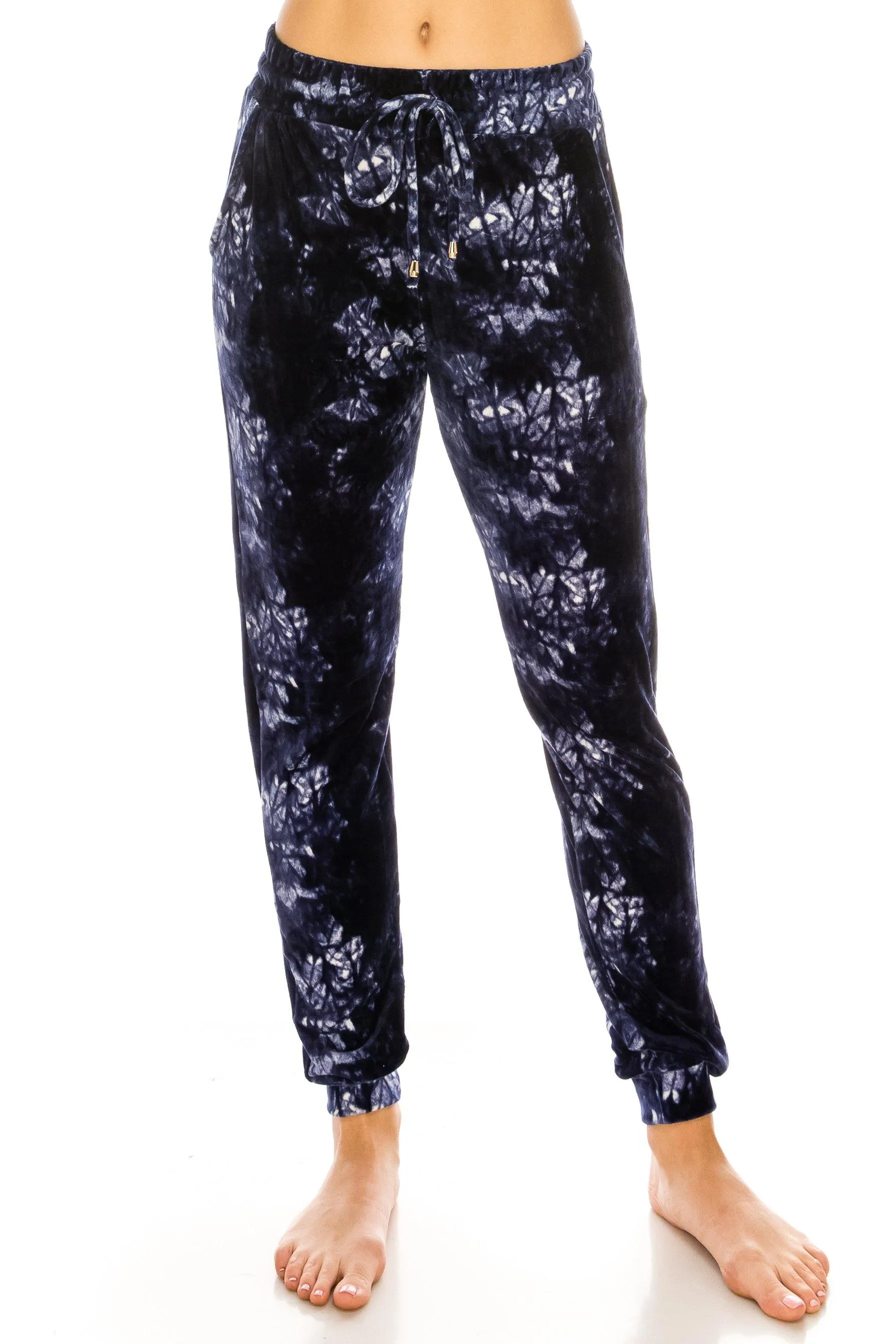 Print Design Velvet Jogger Pants - Warm Winter Sweatpant Joggers