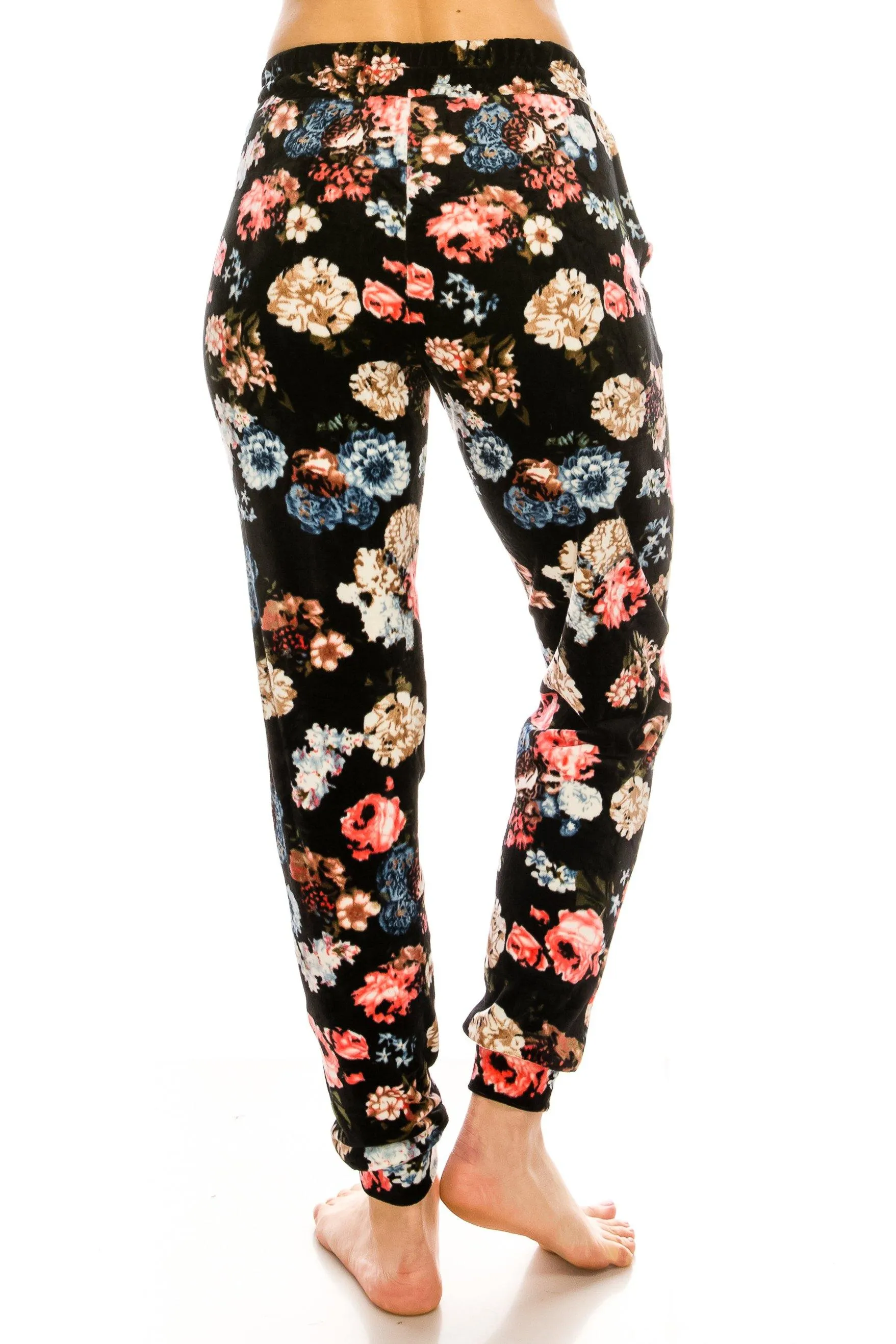 Print Design Velvet Jogger Pants - Warm Winter Sweatpant Joggers