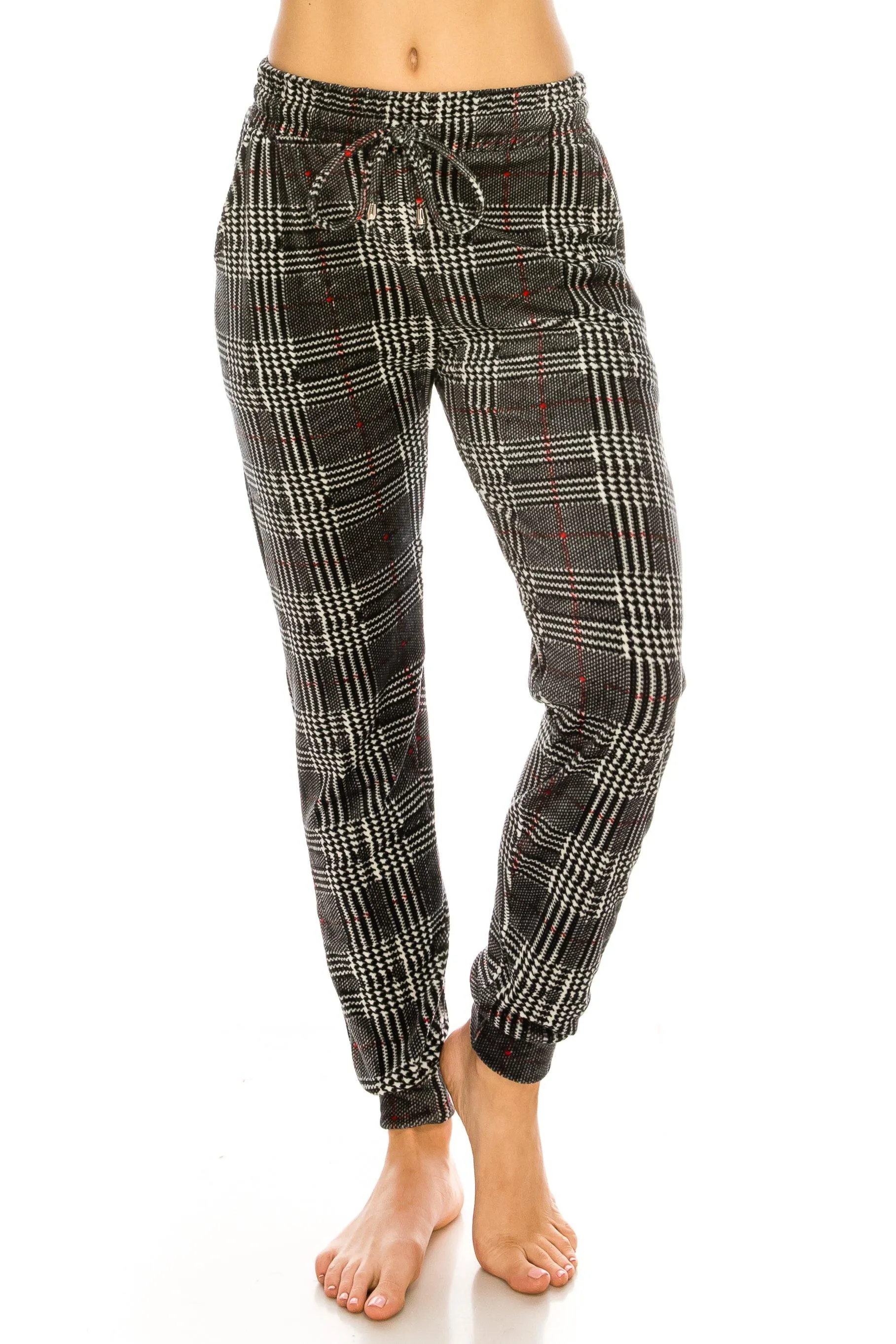 Print Design Velvet Jogger Pants - Warm Winter Sweatpant Joggers