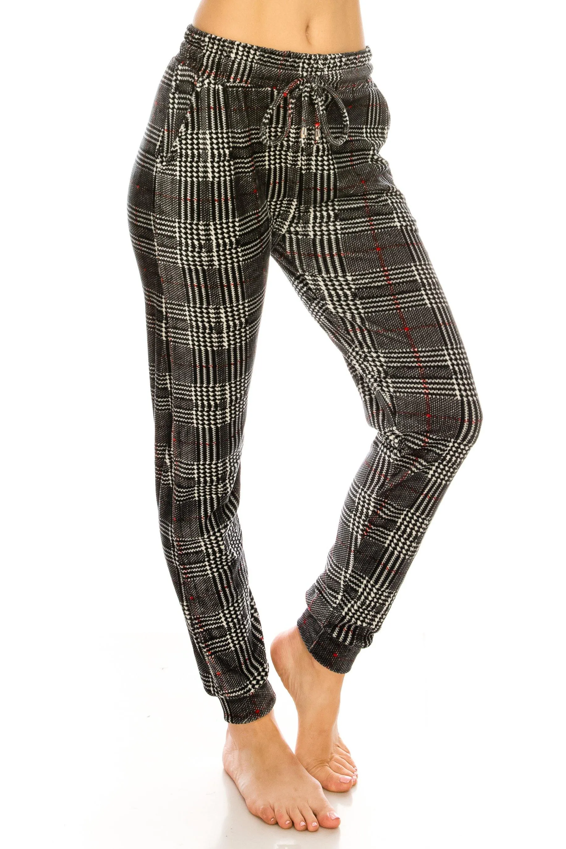 Print Design Velvet Jogger Pants - Warm Winter Sweatpant Joggers