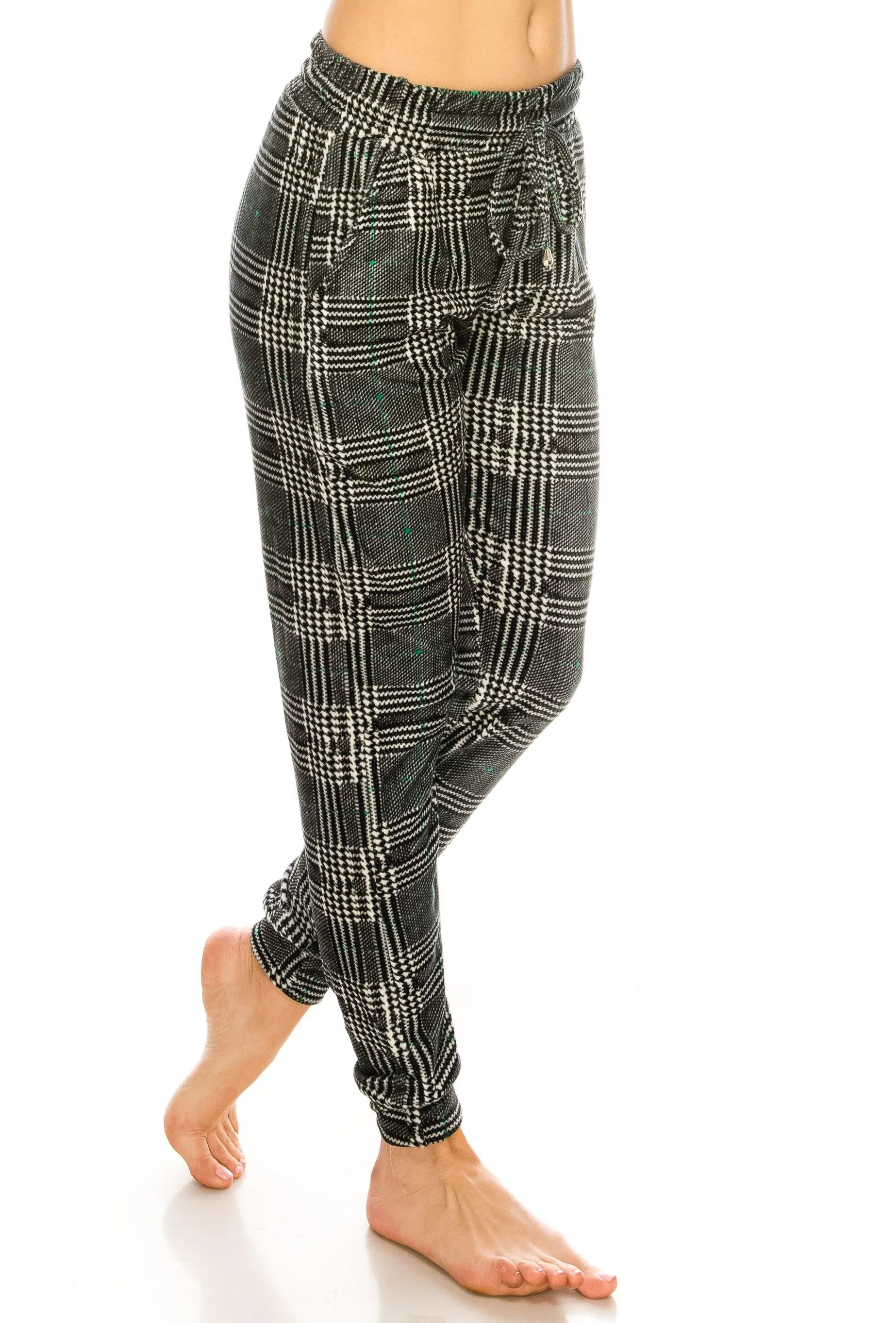 Print Design Velvet Jogger Pants - Warm Winter Sweatpant Joggers