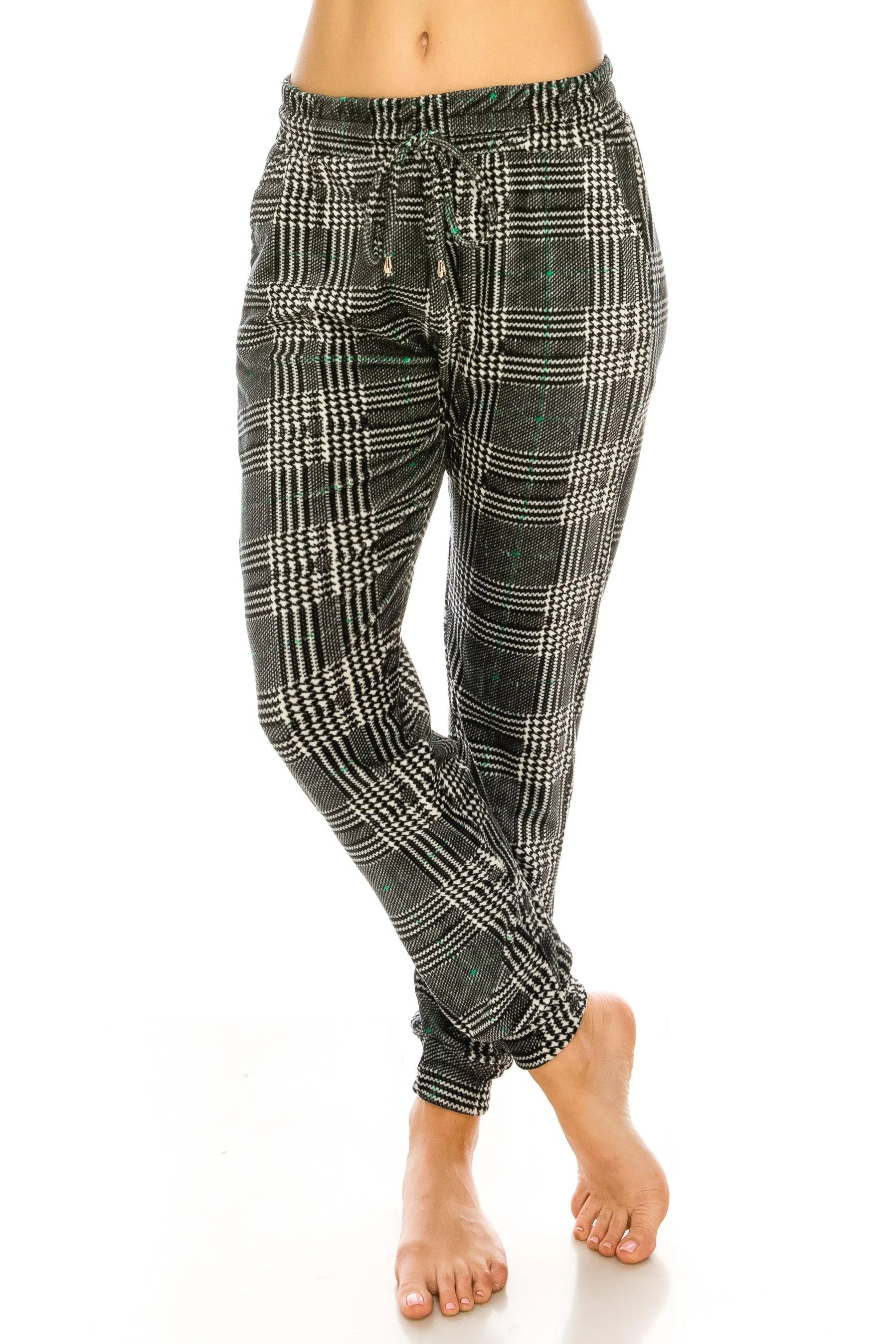 Print Design Velvet Jogger Pants - Warm Winter Sweatpant Joggers