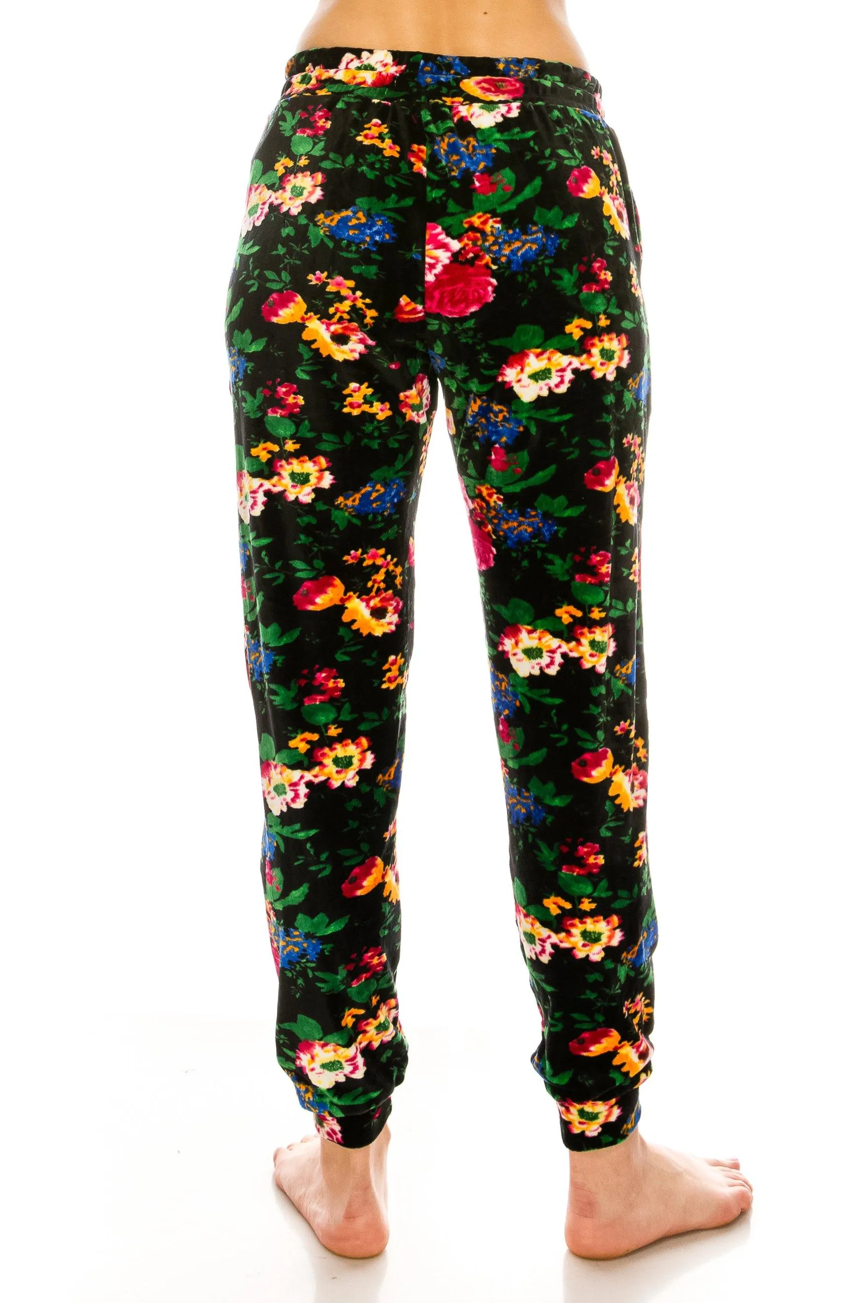 Print Design Velvet Jogger Pants - Warm Winter Sweatpant Joggers