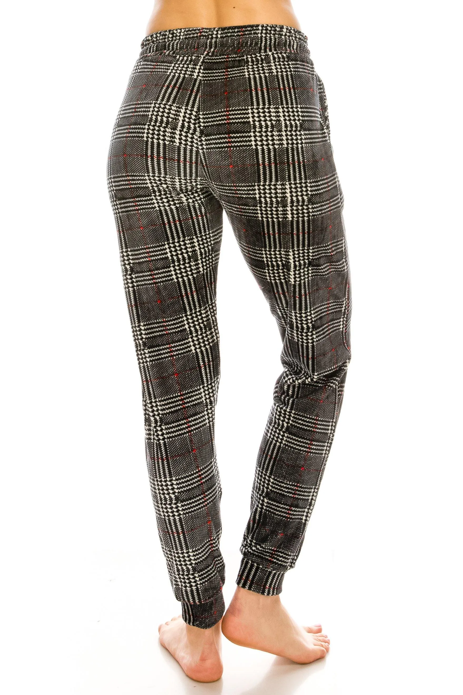 Print Design Velvet Jogger Pants - Warm Winter Sweatpant Joggers