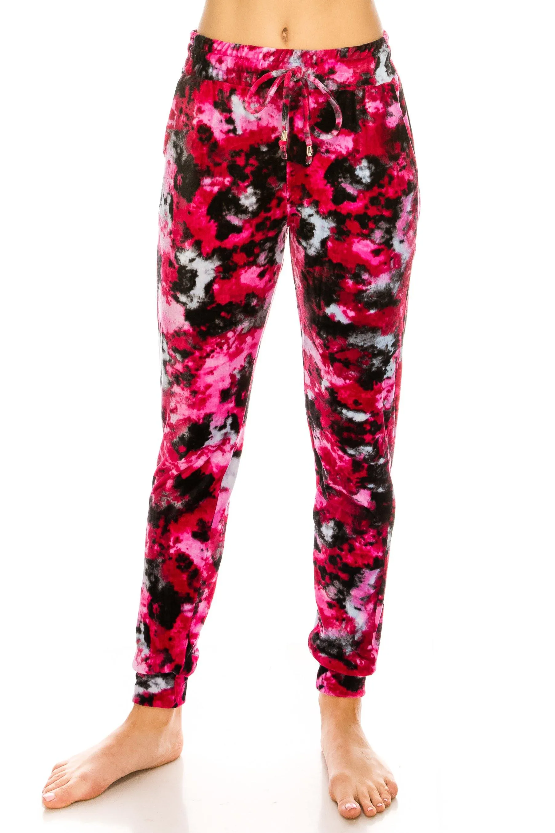 Print Design Velvet Jogger Pants - Warm Winter Sweatpant Joggers