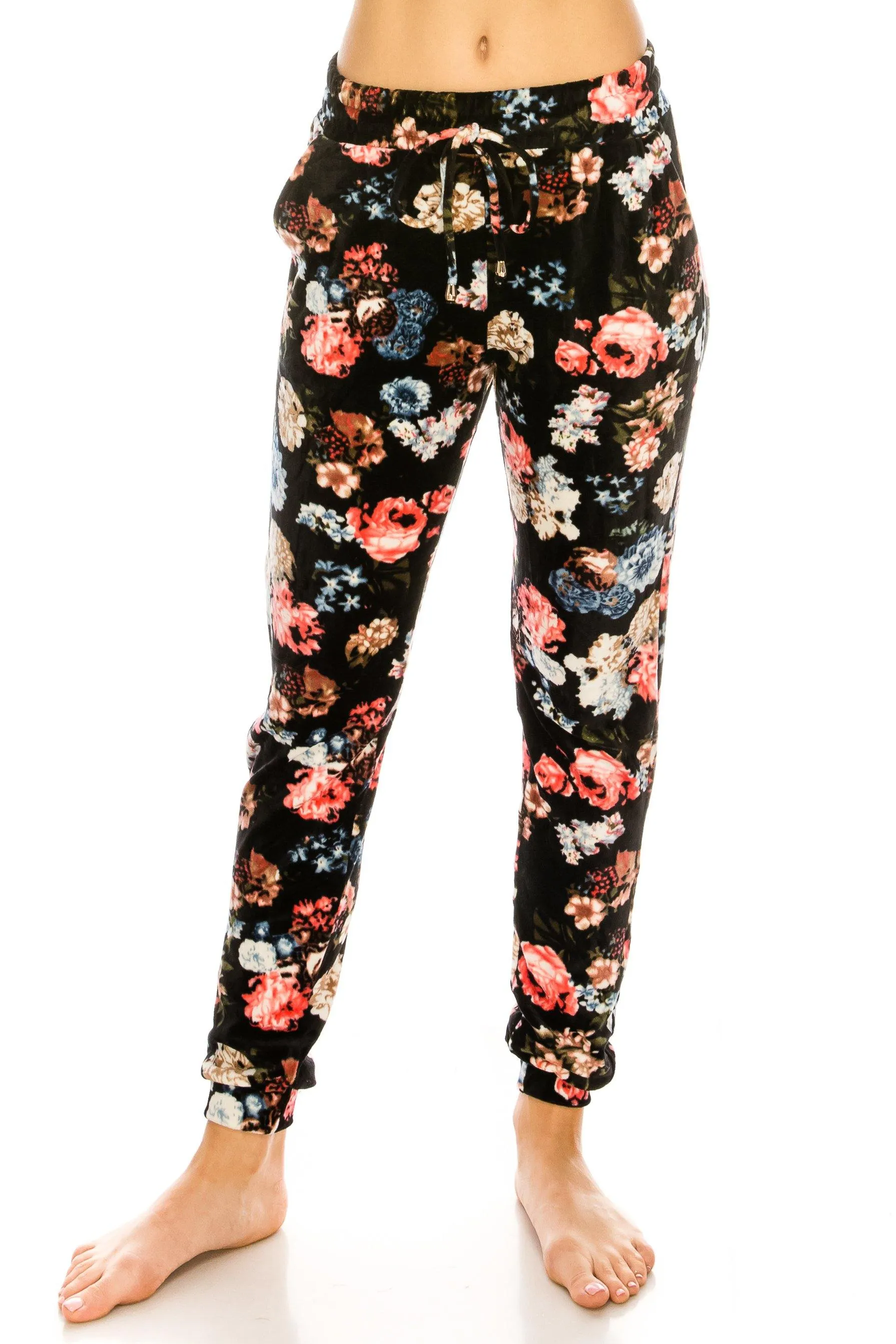 Print Design Velvet Jogger Pants - Warm Winter Sweatpant Joggers