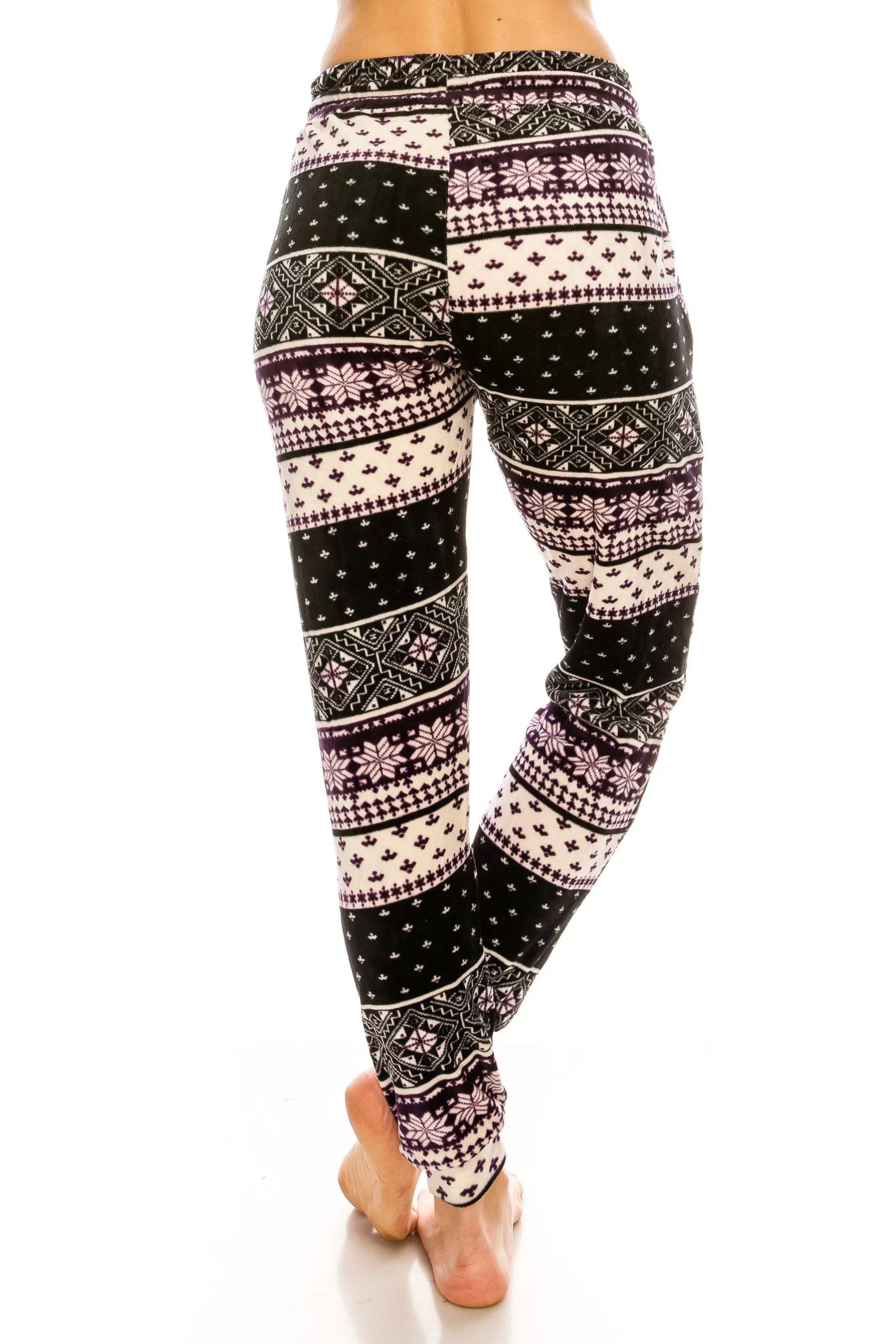 Print Design Velvet Jogger Pants - Warm Winter Sweatpant Joggers