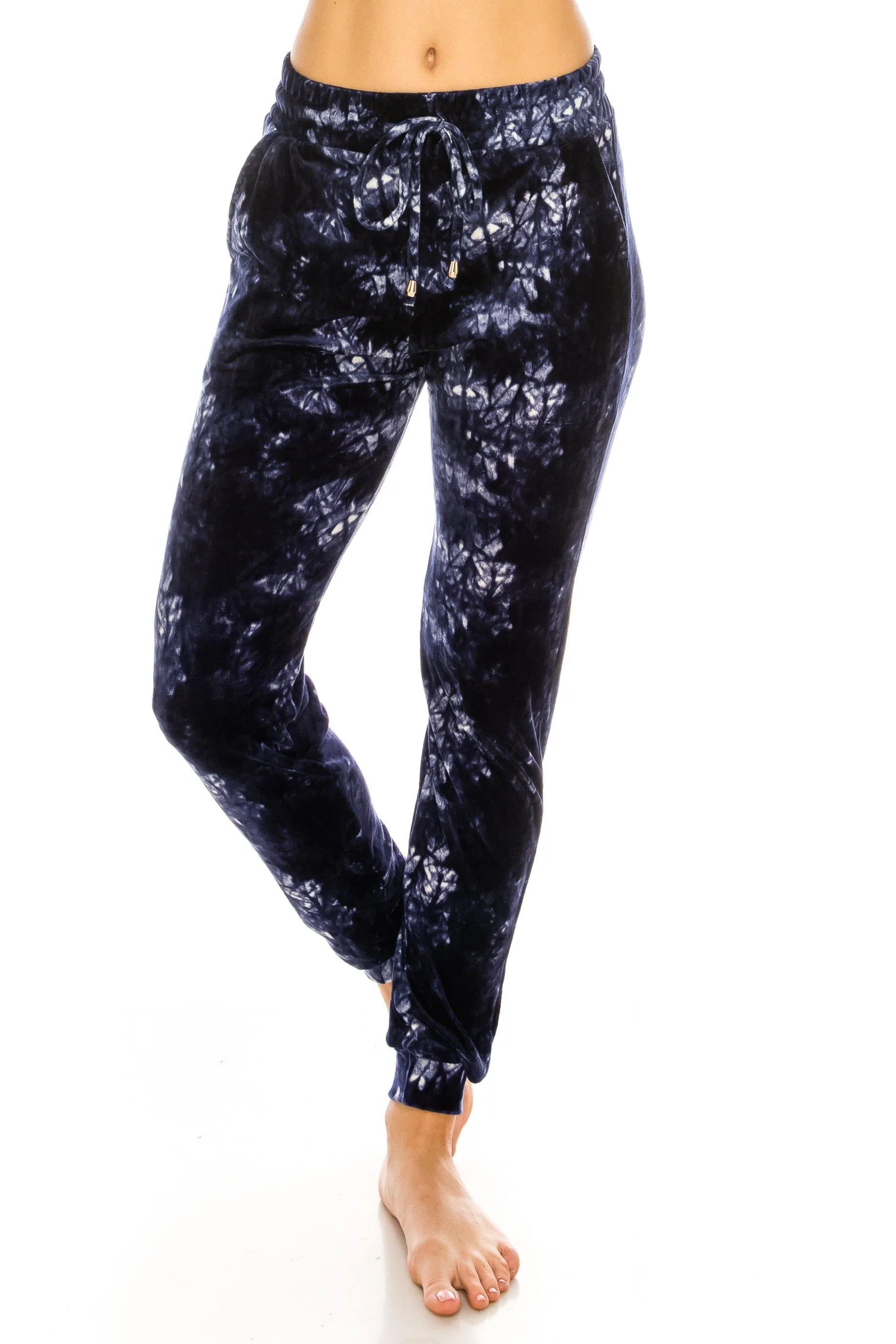 Print Design Velvet Jogger Pants - Warm Winter Sweatpant Joggers