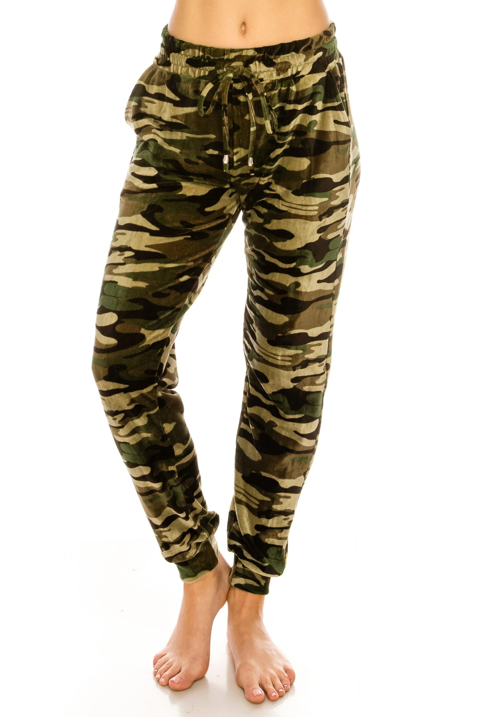 Print Design Velvet Jogger Pants - Warm Winter Sweatpant Joggers