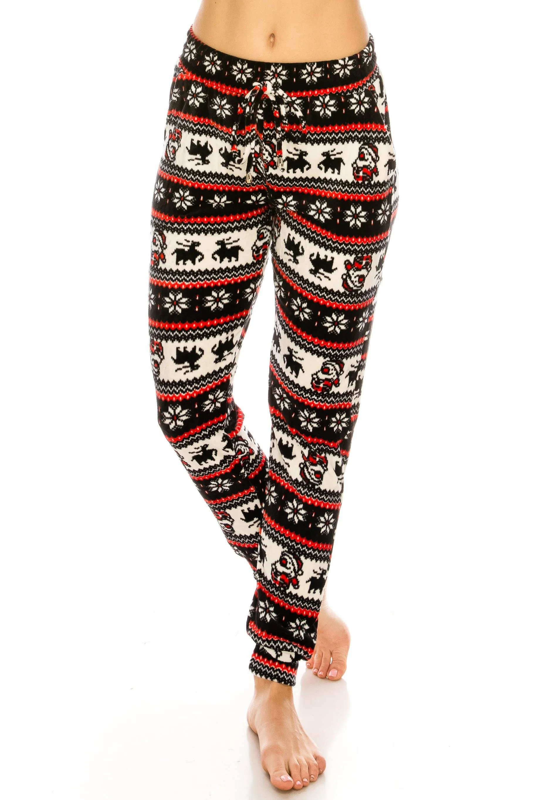 Print Design Velvet Jogger Pants - Warm Winter Sweatpant Joggers