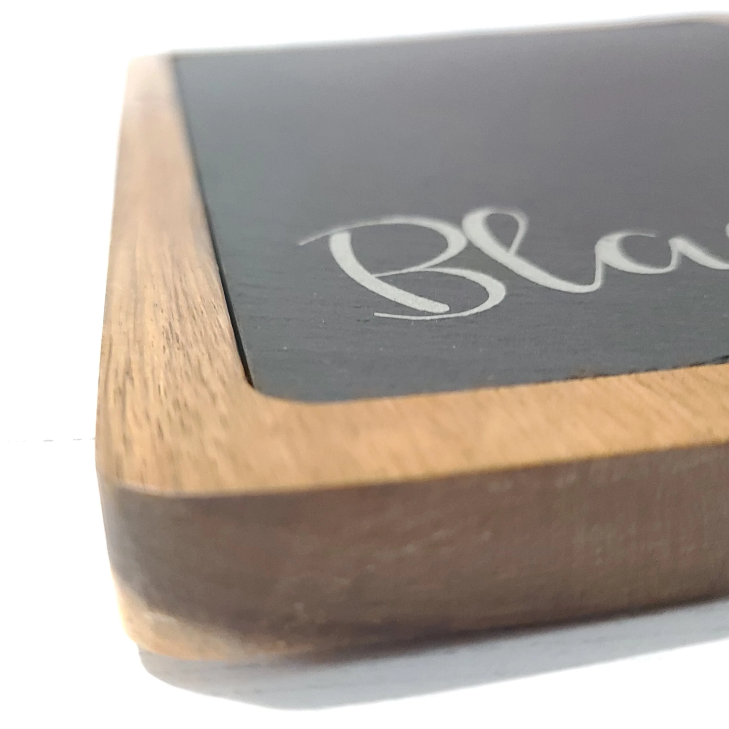 Script Name & Established Date | Acacia/Slate Rectangle Cheese Board