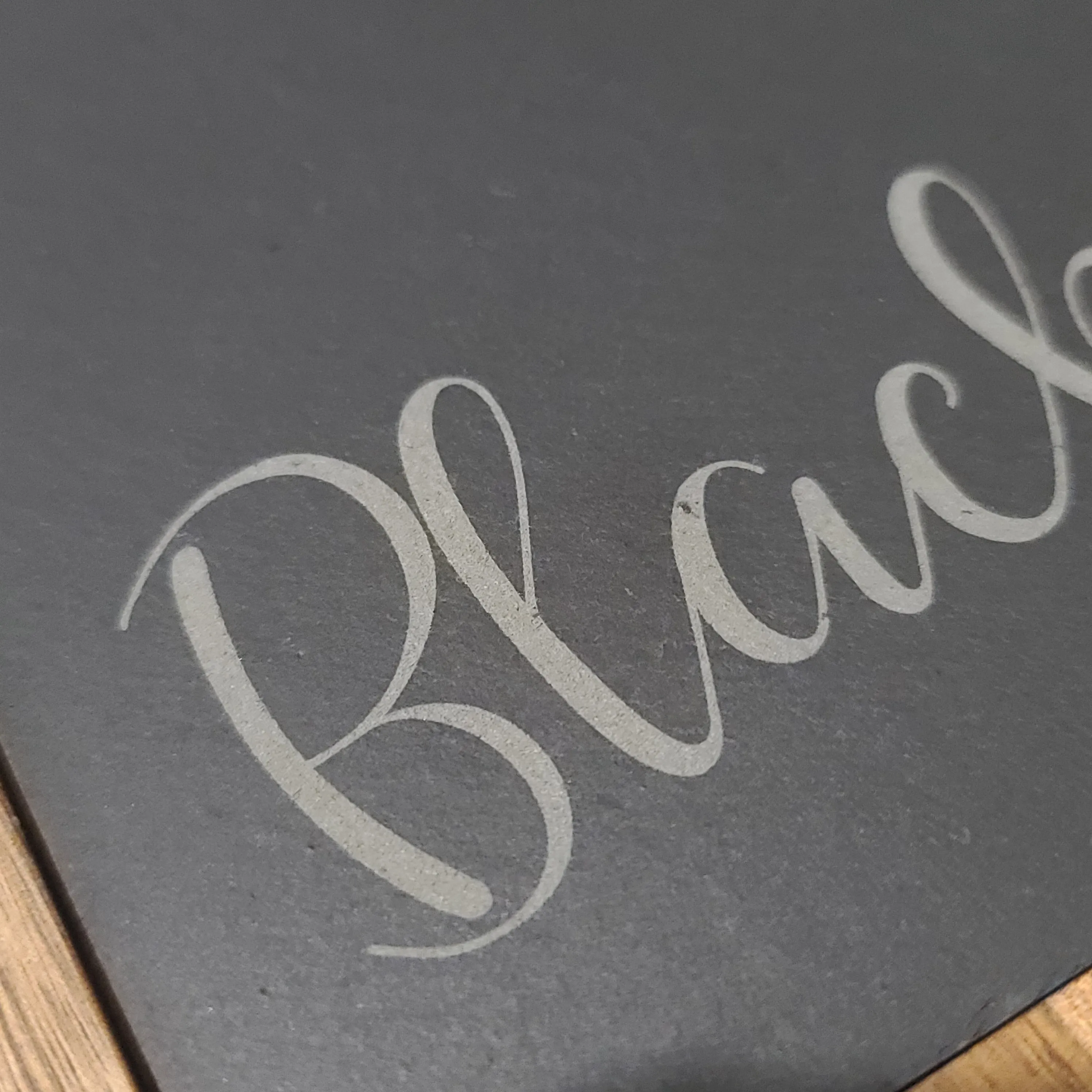 Script Name & Established Date | Acacia/Slate Rectangle Cheese Board