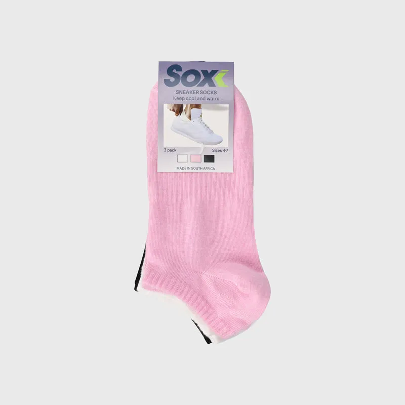 Sox Unisex 3 Pack Hidden Sock 4-7 White/Pink/Black _ 169210 _ Multi