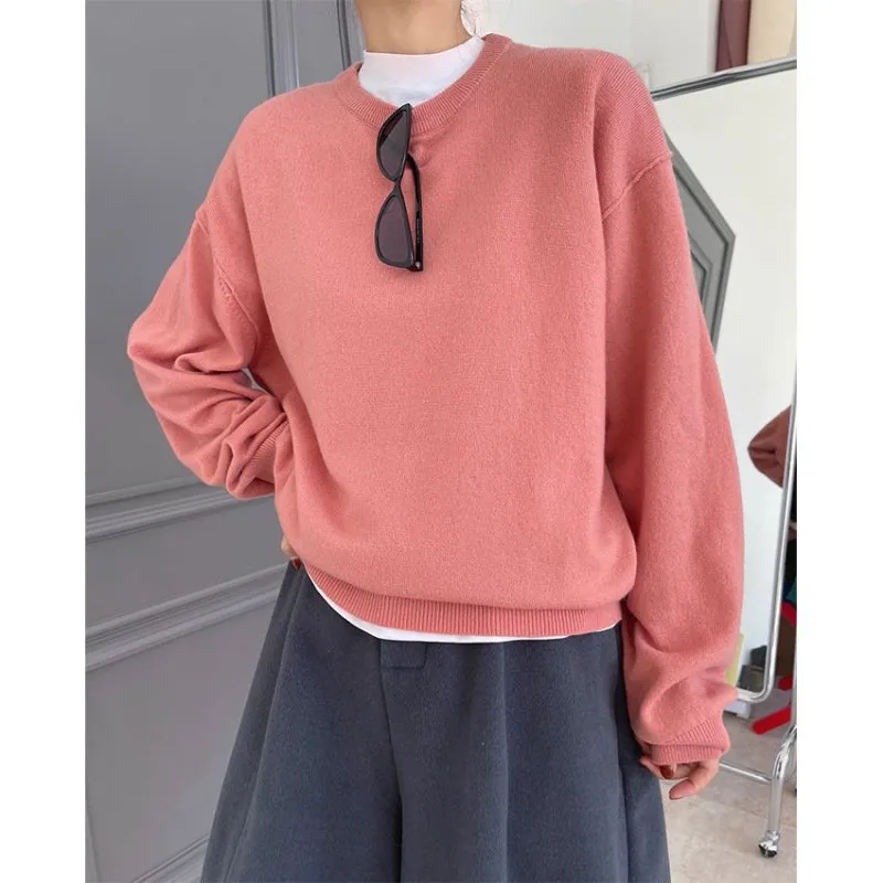 Spring new Korean hipster casual round collar dress sweater casual loose thin wool sweater concession