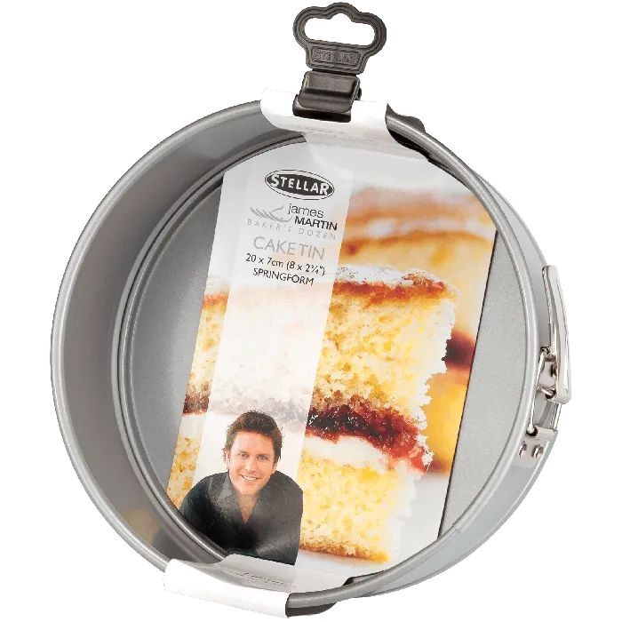 Stellar James Martin SJM50 Non-Stick 8 Round Cake Tin, Springform, High Grade Steel, Dishwasher Safe 21cm x 7cm