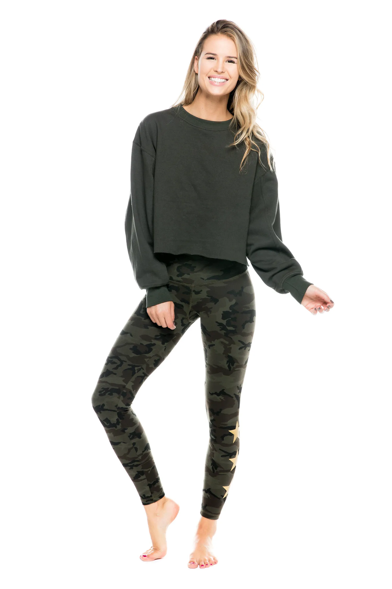 Strut This Star Ankle Green Camo Gold Star Legging