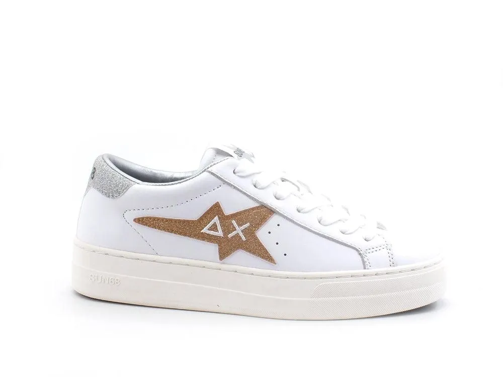 SUN68 Betty Sneaker Running Glitter Oro Argento Z41233