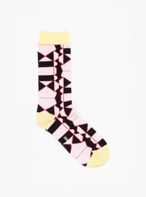 Unfolded Sock - Pink Black Fold