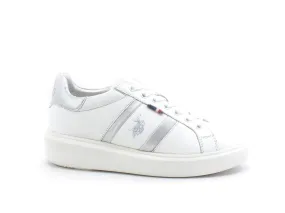 U.S. POLO Sneaker Leather White Silver CARDI001